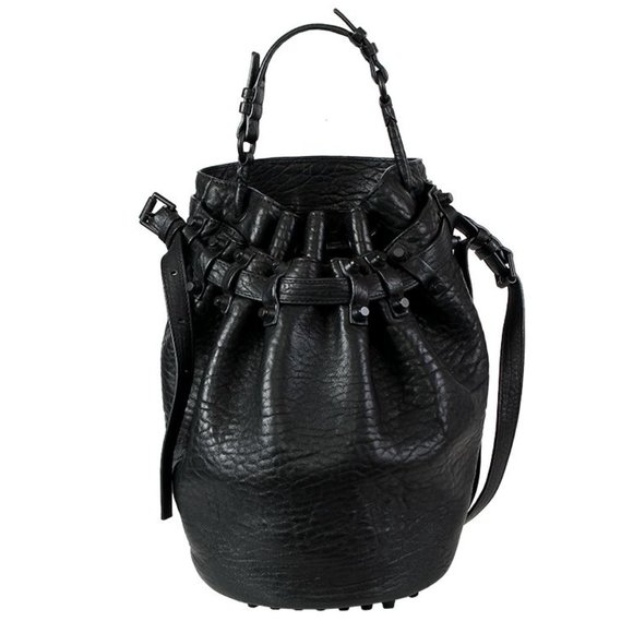 Alexander Wang Diego Studded Leather Bucket Bag Silver-Tone Hardware RARE - Picture 2 of 15